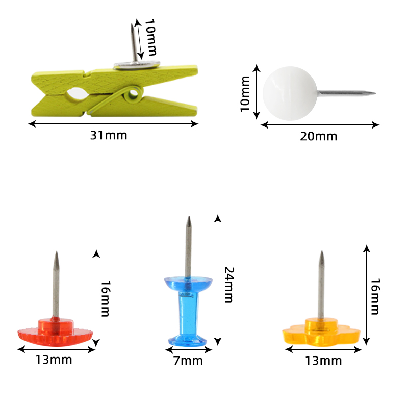 195 box-set color I-shaped nails, creative photo wall fixing clips, picture nails, message board positioning nails pic 1