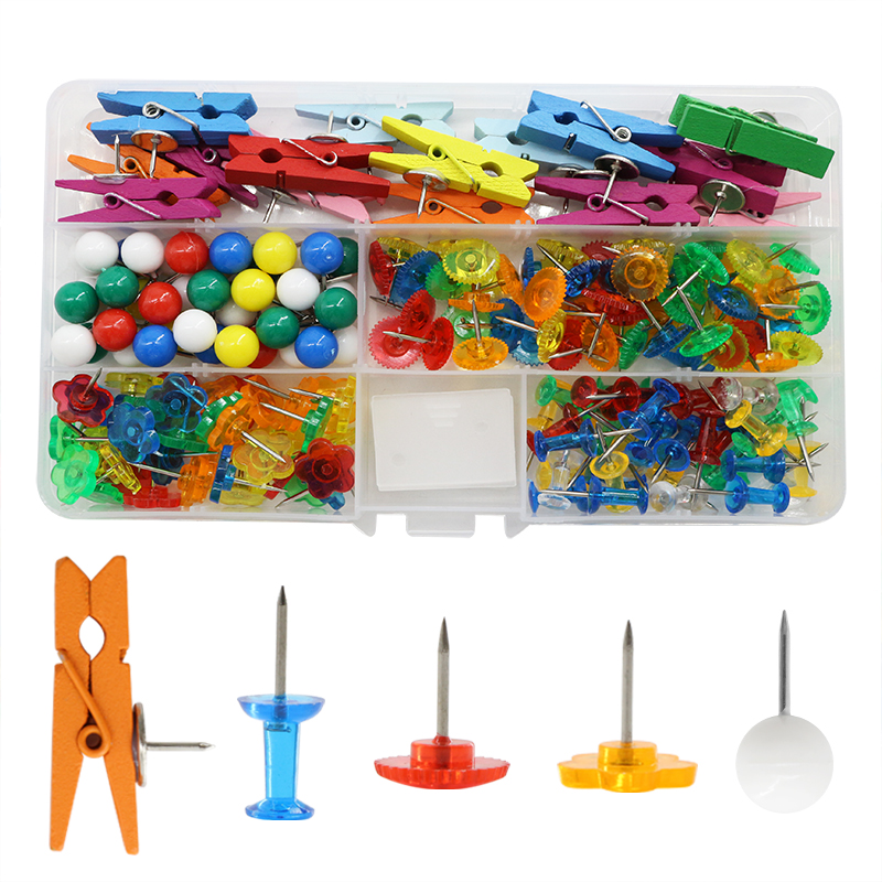 195 box-set color I-shaped nails, creative photo wall fixing clips, picture nails, message board positioning nails