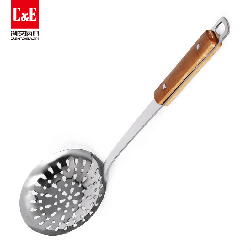 C&E Creative stainless steel spatula, spoon, rice spoon, rice noodle, steak fork, solid wood handle, can be hung, portable and used for storing kitchenware for home use pic 5