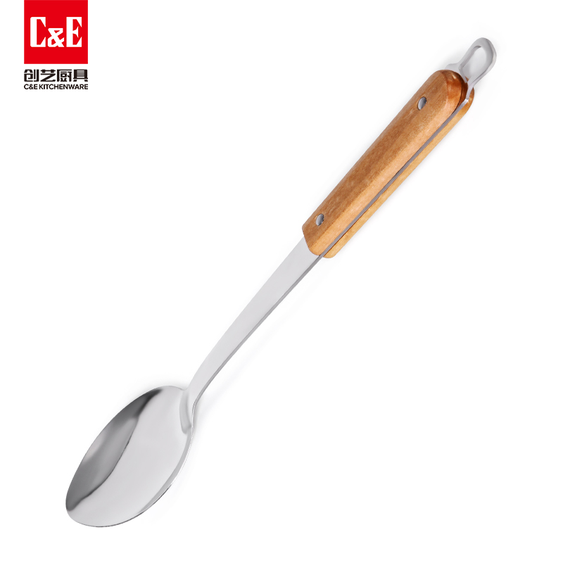 C&E Creative stainless steel spatula, rice spoon, rice noodle, steak fork, solid wood handle, can be hung for portable storage in the kitchen and household