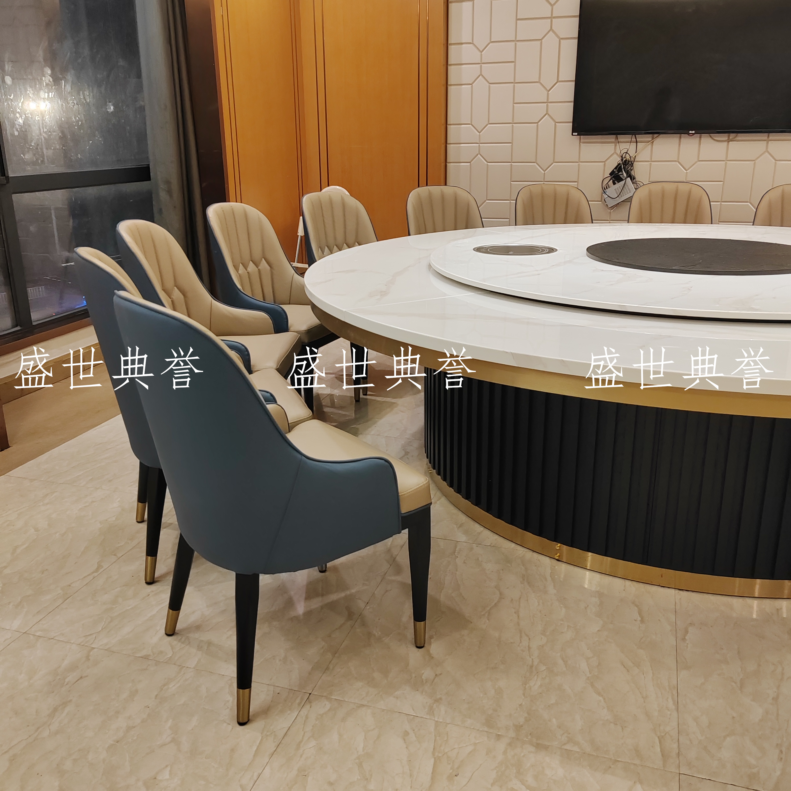 Pu 'er Seafood Zizao electric dining tables and chairs, hotel private rooms, light luxury dining chairs, high-end clubs, modern and simple pineapple chairs