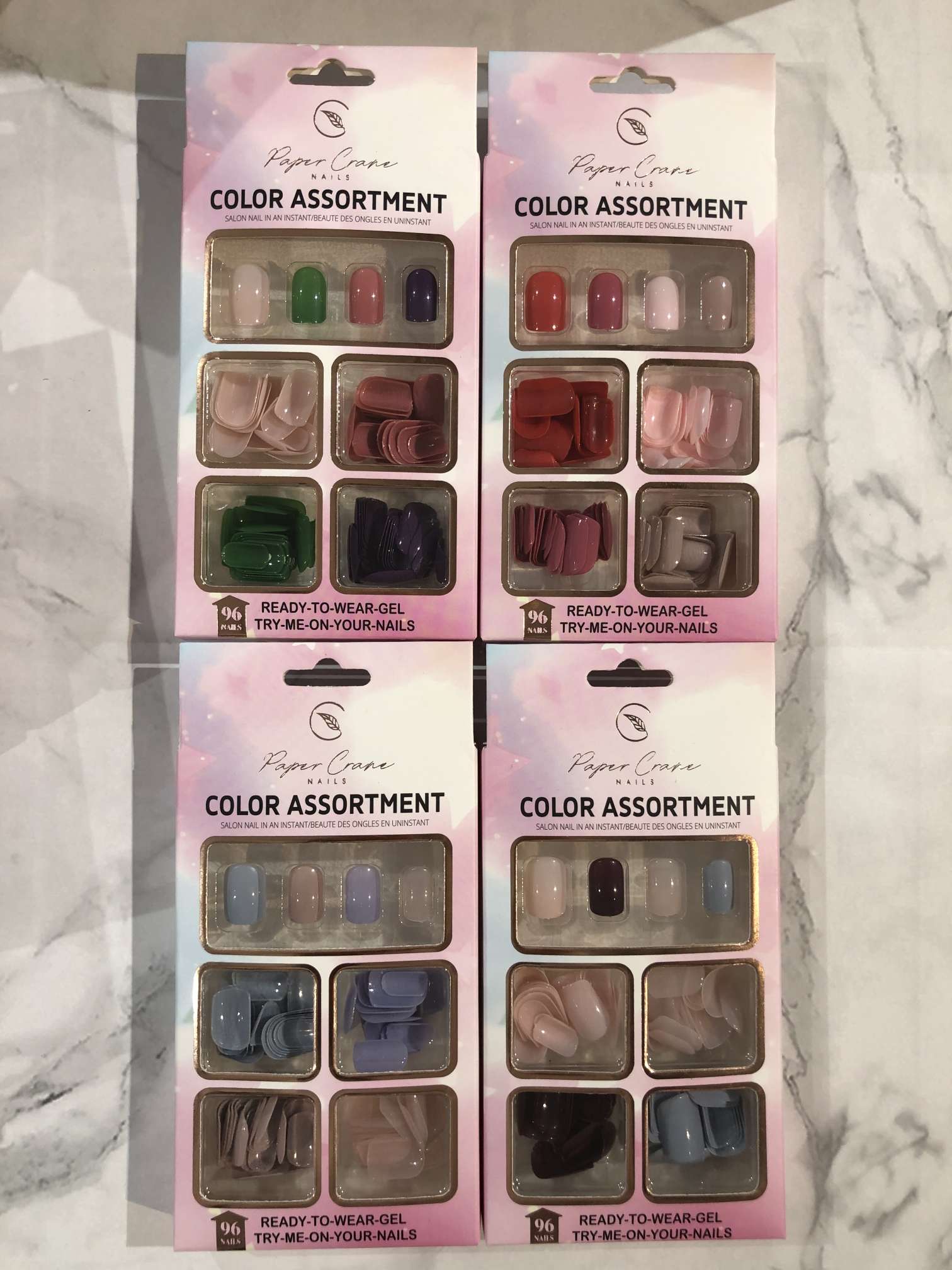 96pcs假指甲片穿戴甲纯色可拆卸式美甲贴片成品美甲甲片 细节图