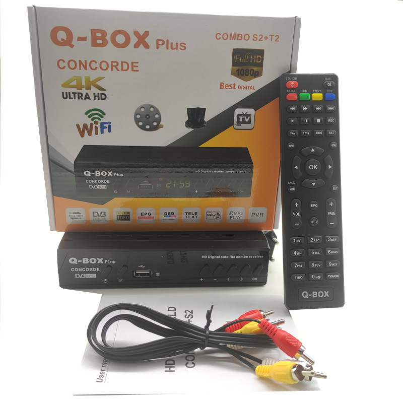 工厂直销外贸跨境非洲DVB T2 S2+C Combo decoder高清电视机顶盒Q-BOX。