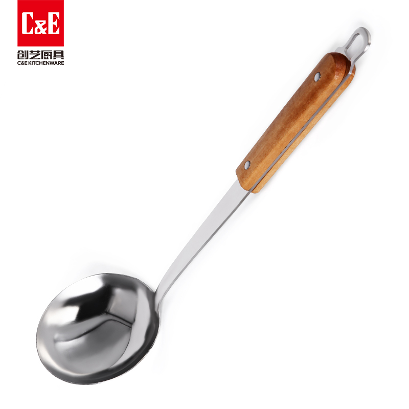 C&E Creative stainless steel spatula, rice spoon, rice noodle, steak fork, solid wood handle, can be hung for portable storage in the kitchen and household Application Scenario