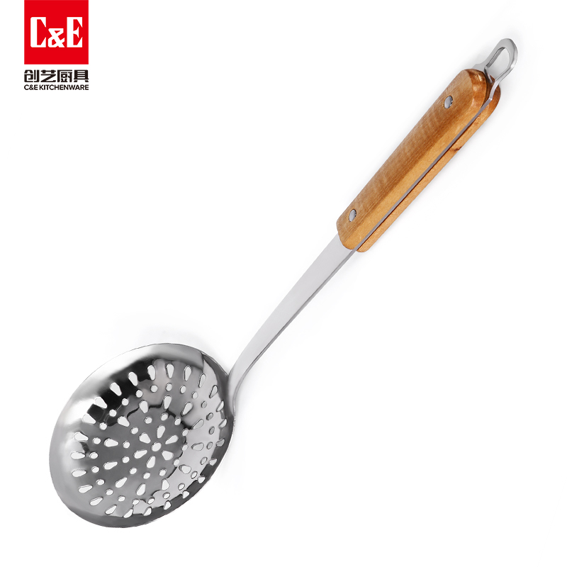 C&E Creative stainless steel spatula, rice spoon, rice noodle, steak fork, solid wood handle, can be hung for portable storage in the kitchen and household Specification image