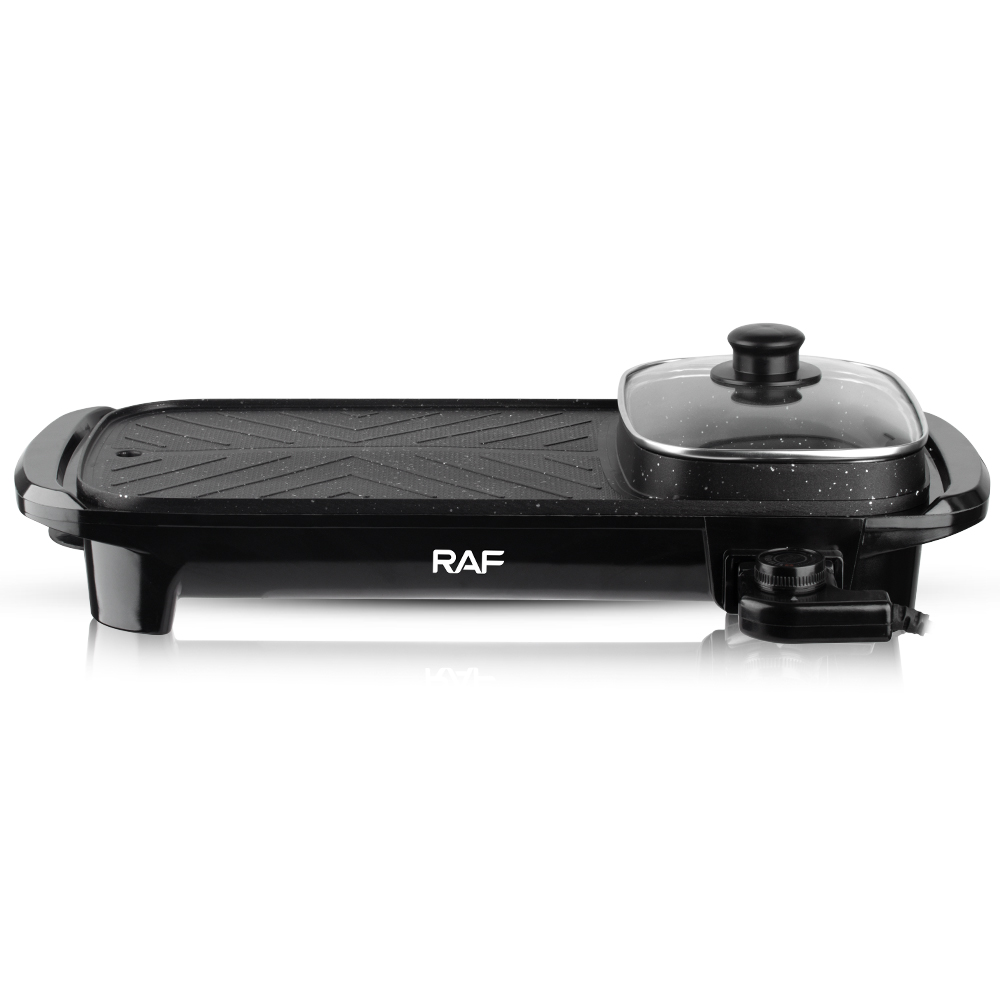 RAF European standard household barbecue grill, hot pot and barbecue all-in-one multi-functional barbecue grill, frying, grilling and boiling pot, smokeless electric grill plate Application Scenario