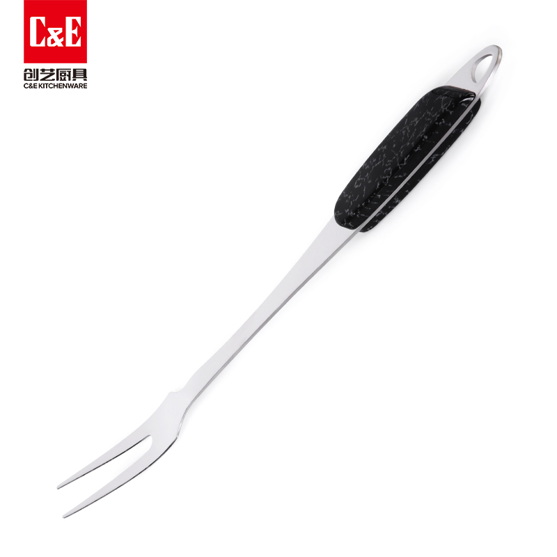 C&E Creative stainless steel spatula, rice spoon, rice noodle and meat steak fork, non-magnetic inclined wood grain handle, can be hung for portable storage of kitchenware and household use pic 10