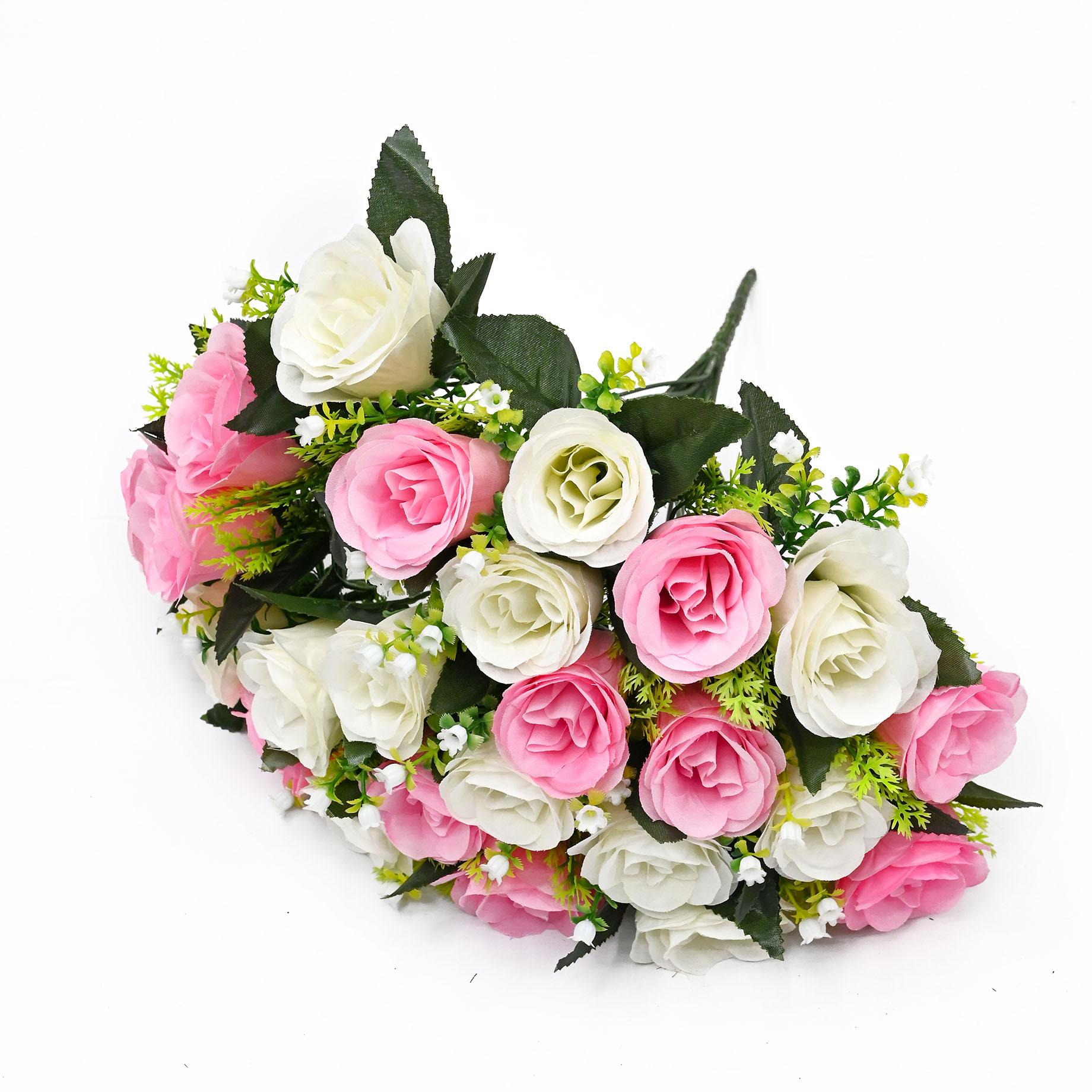 仿真花    24头心意玫白底实物图