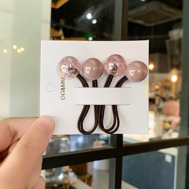 A cute student in a Korean Internet celebrity's hair circle has a hair tie with popping beads, color-blocking balls, a ball hair tie, a ponytail and a hair tie detail image 5