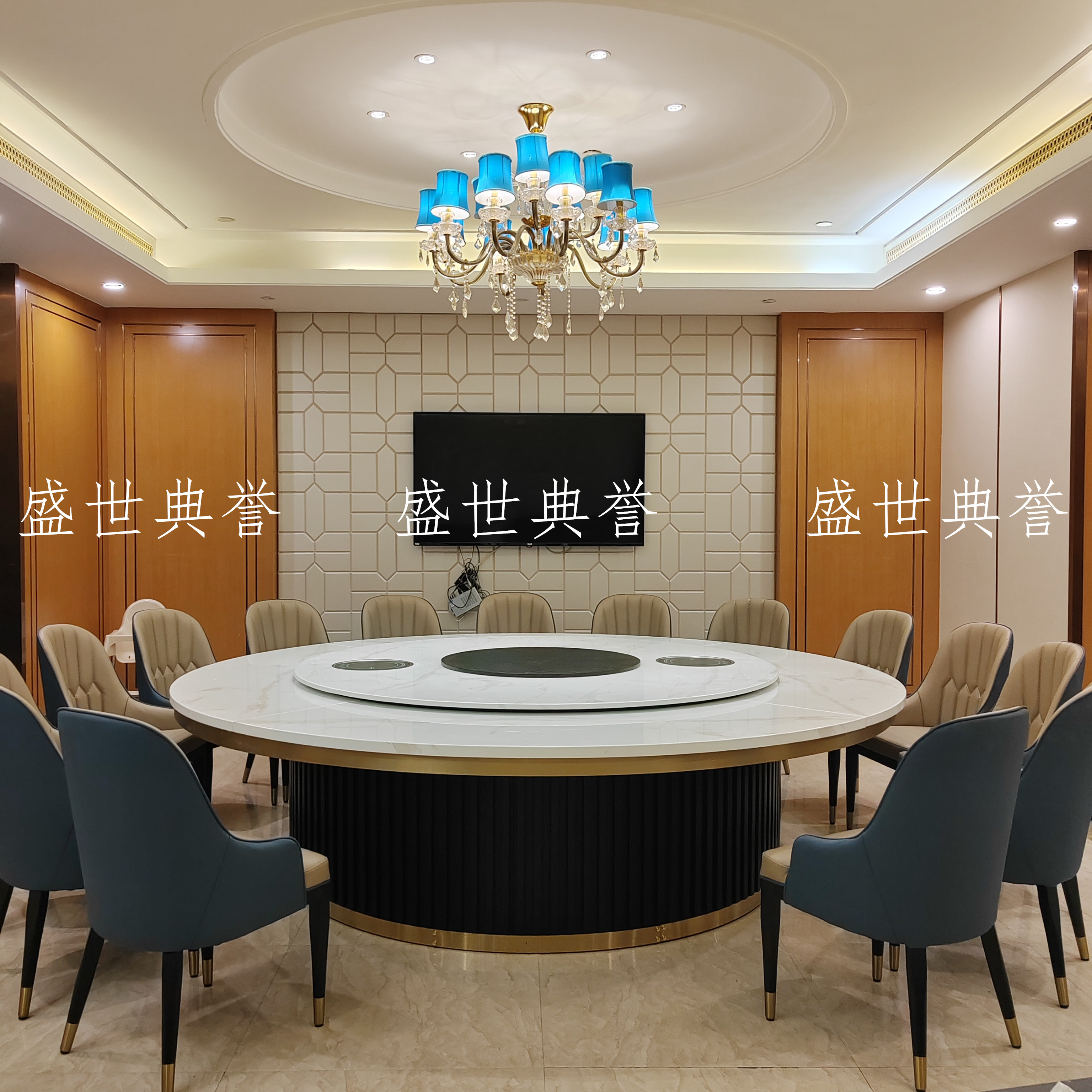 Pu 'er Seafood Zizao electric dining tables and chairs, hotel private rooms, light luxury dining chairs, high-end clubs, modern and simple pineapple chairs Specification image