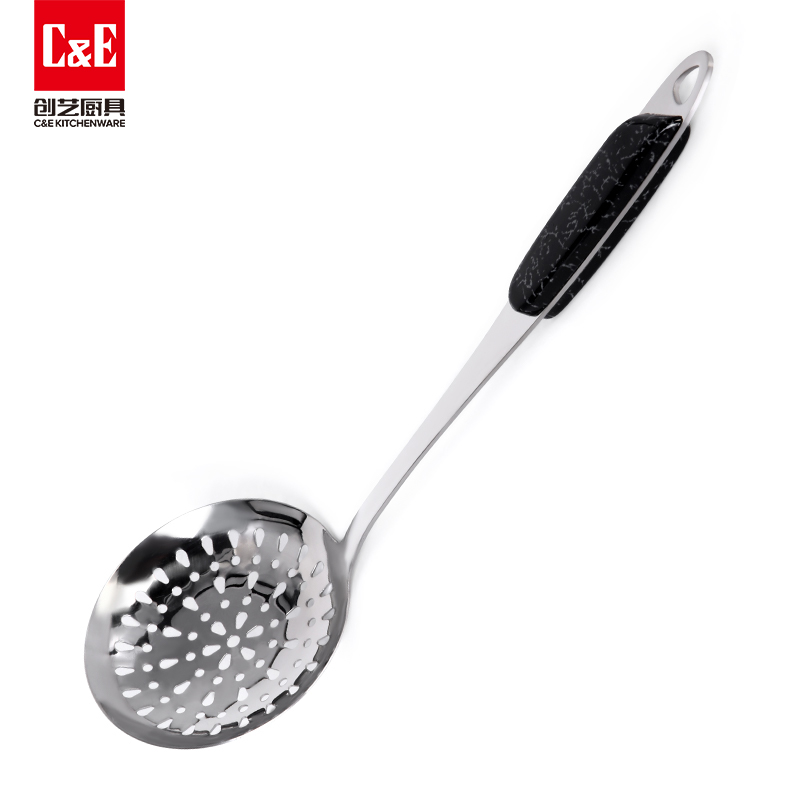 C&E Creative stainless steel spatula, rice spoon, rice noodle and meat steak fork, non-magnetic inclined wood grain handle, can be hung for portable storage of kitchenware and household use pic 5