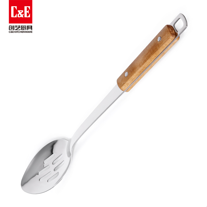 C&E Creative stainless steel spatula, spoon, rice spoon, rice noodle, steak fork, solid wood handle, can be hung, portable and used for storing kitchenware for home use pic 8