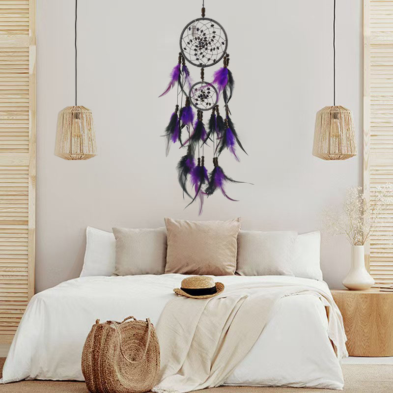 Cross-border new natural feather dreamcatcher, tassel, indoor home, wedding decoration, feather dreamcatcher, wall hanging decoration, dreamcatcher Application Scenario