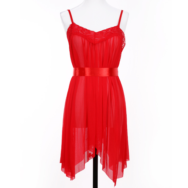 Pajama women lace lace French sexy thin halter slit tulle nightgown Halter pajama pic 3