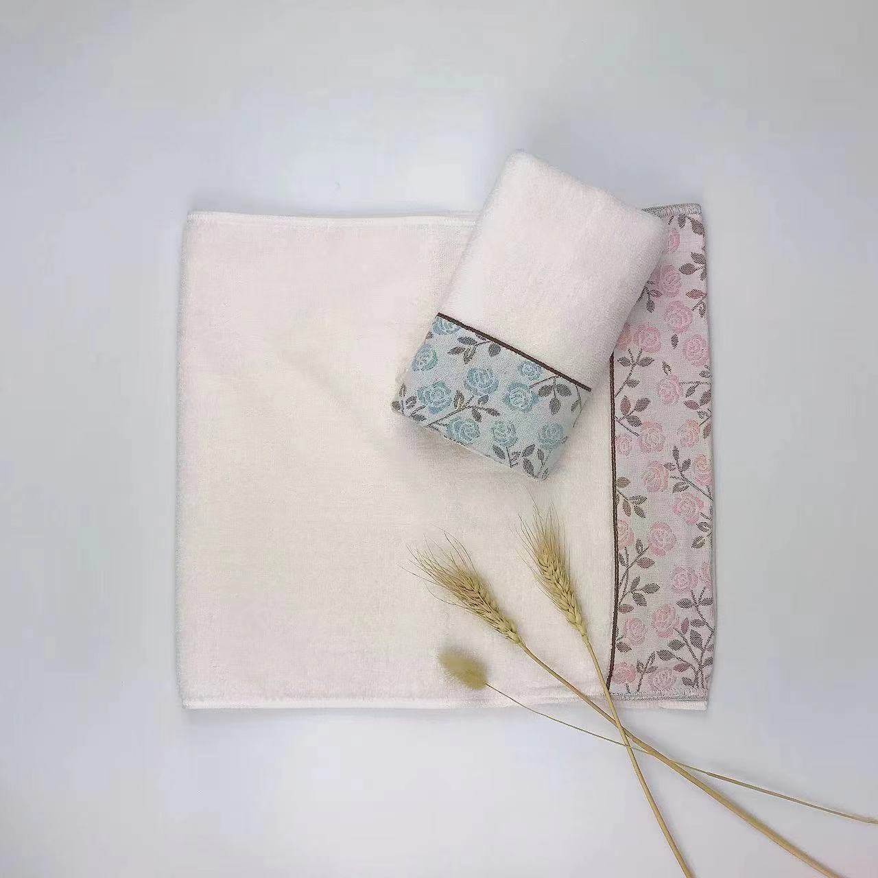 Pure cotton plain rose satin towel, home towel, gift towel, custom logo details Picture