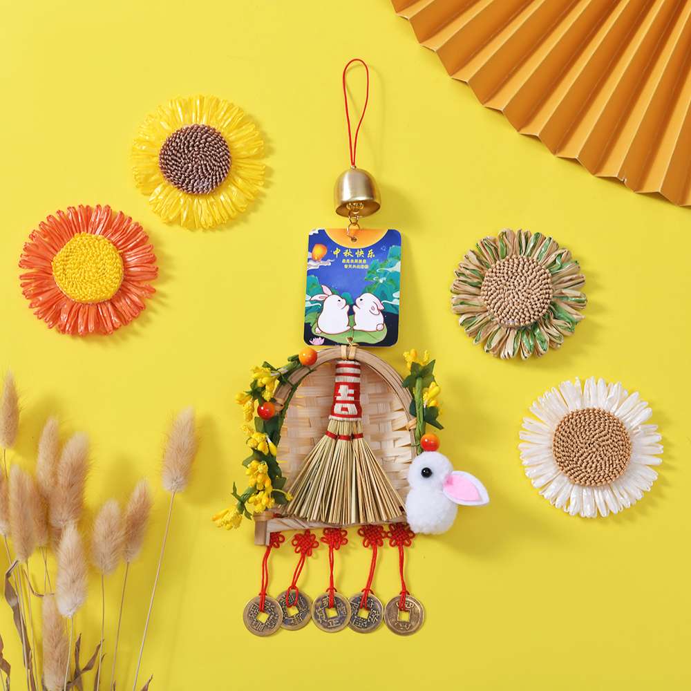 Mid-Autumn Festival brooms, dustpans, cartoon rabbit decorations, creative Mid-Autumn Festival gifts, new home moving door handle pendants detail image 6
