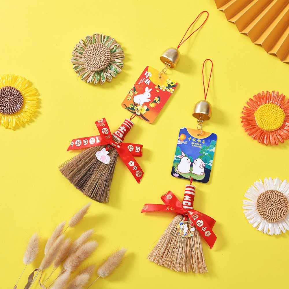 Mid-Autumn Festival cartoon pendants, new home entrance door handles, small broom hanging ornaments, living room decoration, housewarming decorations, folk handicrafts, best-selling new products Item Picture