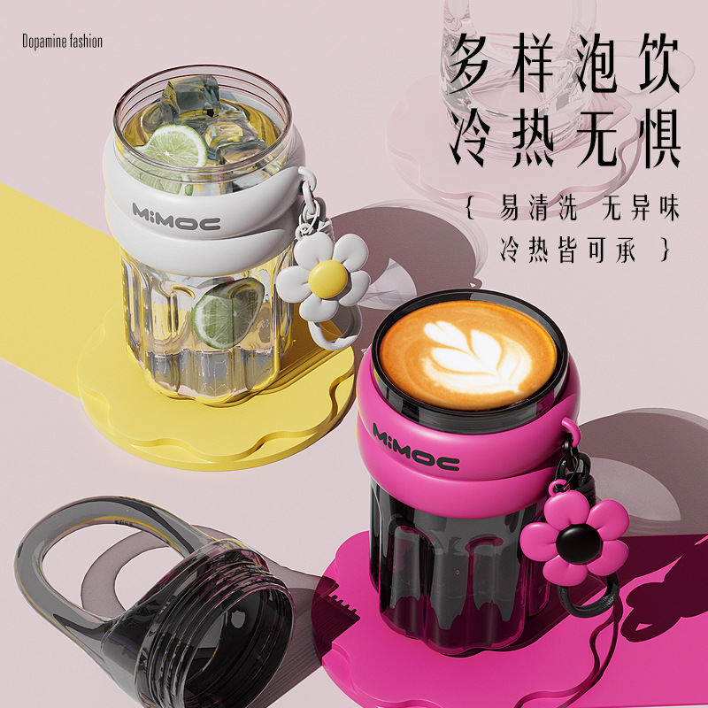 H185- Ice and Snow plastic Cup, portable dopamine-colored coffee cup, high appearance level, popular student cup, large capacity plastic cup, water cup Specification image