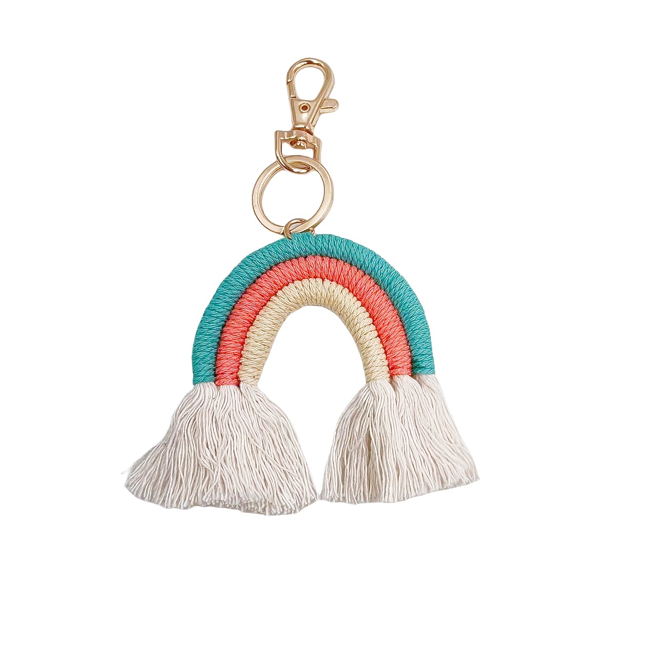 Creative European and American hand-woven cotton rope rainbow pendants, bags, tassels, earrings, accessories, finished keychains, pendants Specification image