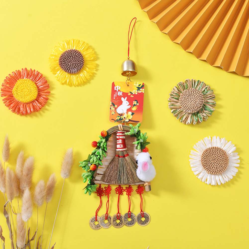 Mid-Autumn Festival brooms, dustpans, cartoon rabbit decorations, creative Mid-Autumn Festival gifts, new home moving door handle pendants Application Scenario