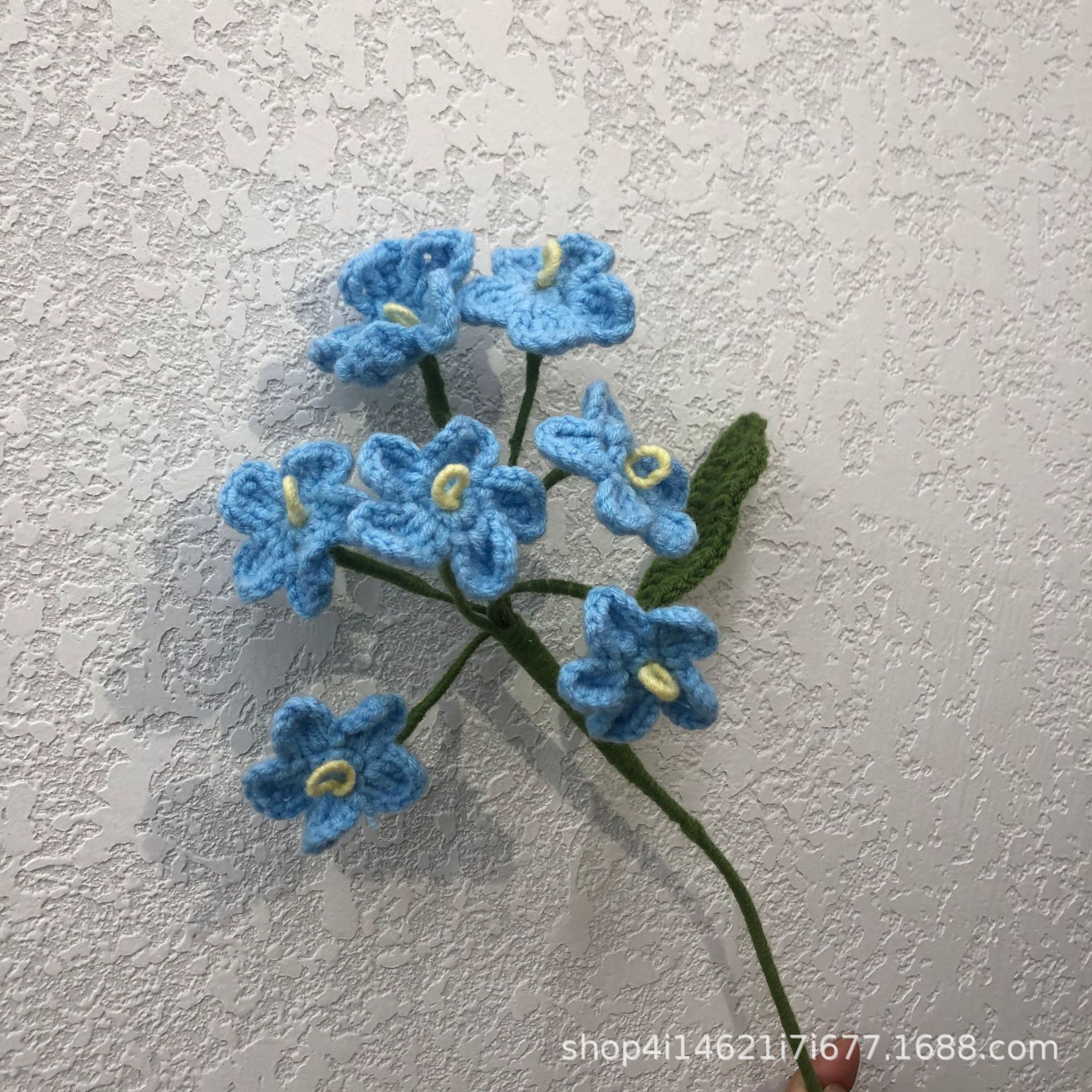 直播爆款勿忘我毛线花批发花艺摆件礼物教师节七夕送女友闺蜜礼物白底实物图