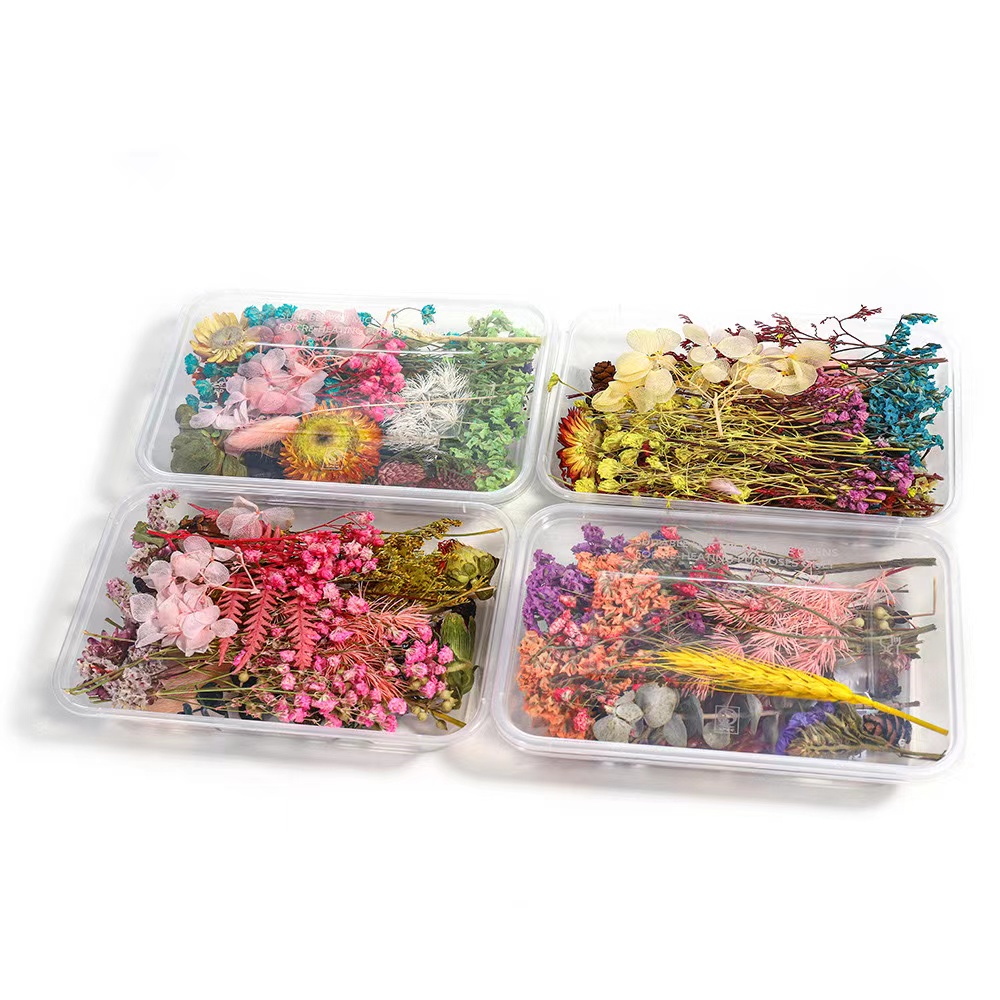 混装花盒永生花diy干花材料包浮游瓶团扇花材家居装饰手工花束满天星小雏菊绣球风干花材料详情3