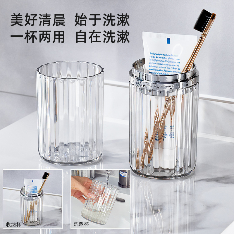 B78-SKB23071 Travel mouthwash Cup Portable Toothbrush and toothpaste Storage box Light luxury style toothbrush cup details Picture