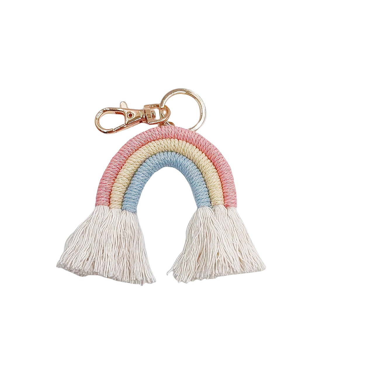 Creative European and American hand-woven cotton rope rainbow pendants, bags, tassels, earrings, accessories, finished keychains, pendants Item Picture