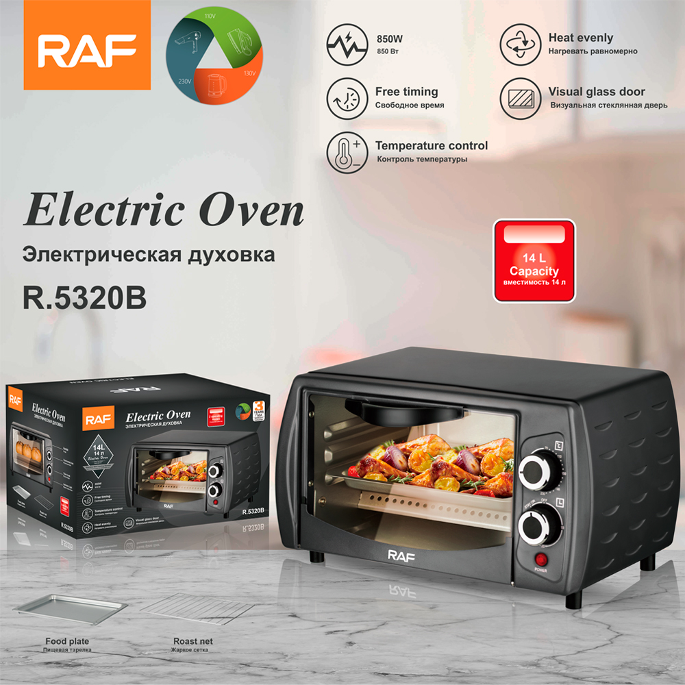 RAF European standard cross-border household small electric oven, multi-functional bread baking machine, family frying and baking cake grilling machine details Picture