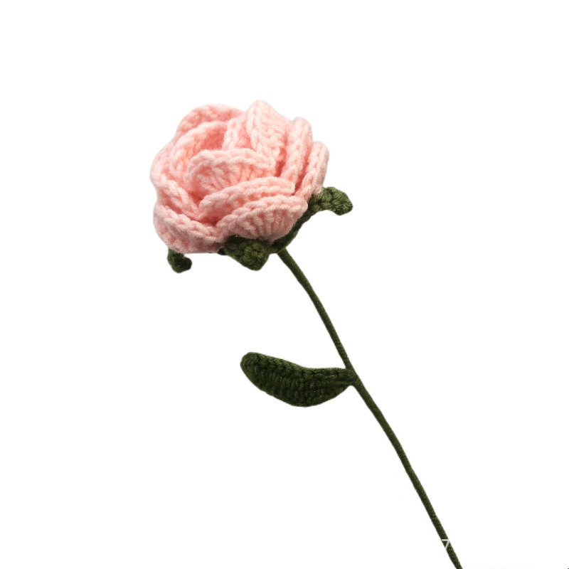 直播爆款玫瑰花成品毛线编织批发花艺摆件礼物教师节七夕送女友细节图