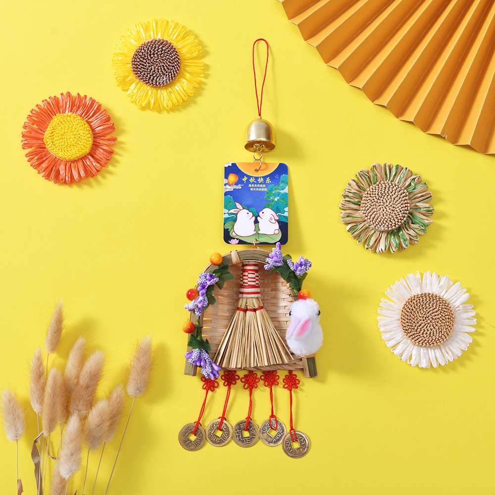Mid-Autumn Festival brooms, dustpans, cartoon rabbit decorations, creative Mid-Autumn Festival gifts, new home moving door handle pendants detail image 4