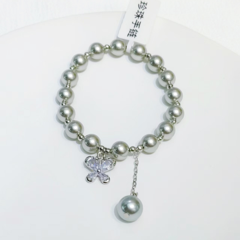 Imitation Shi family pearl bracelet, zircon butterfly copper accessory jewelry, high quality and high appearance level, Internet bestseller, mass light luxury fashionable design bracelet detail image 8