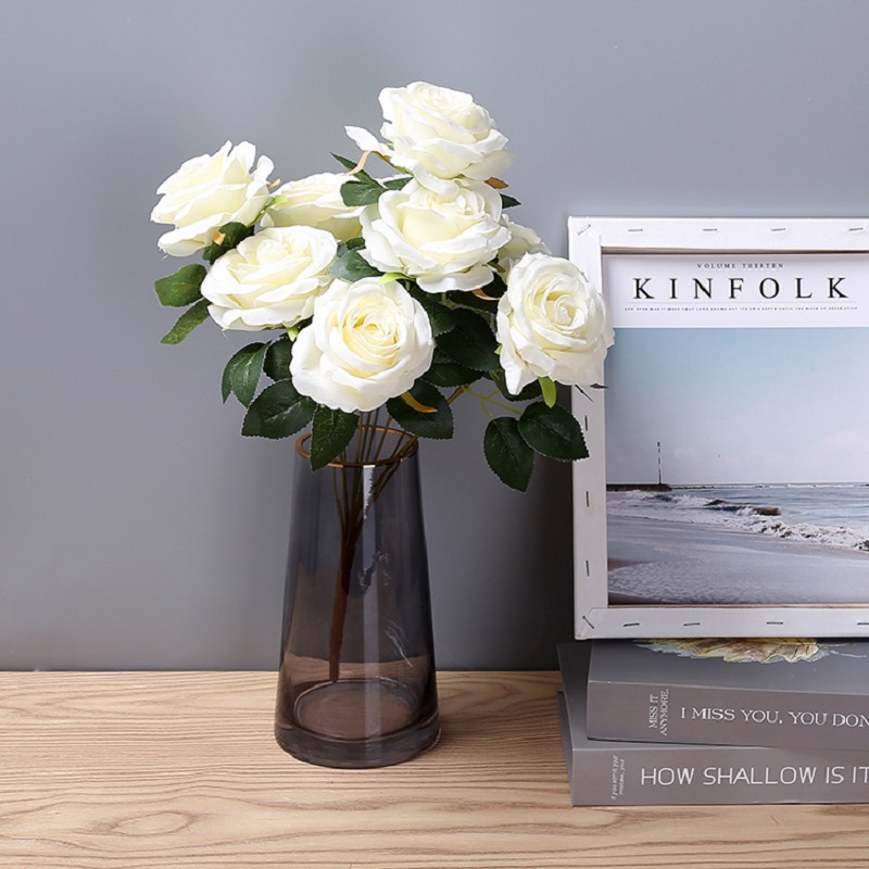 花束毛线针织/庭院假花/仿真玫瑰花藤/毛线花/手工花材料白底实物图