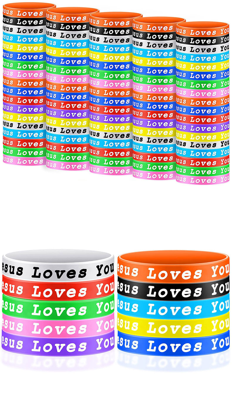 彩色祷告信仰语录耶稣橡胶手腕带印刷Jesus Loves You 硅胶手环彩色祷告信仰语录耶稣橡胶手腕带印刷Jesus 详情3