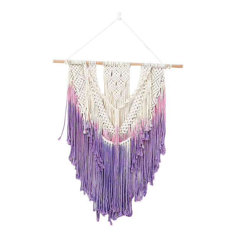 Nordic INS hand-woven decorative tapestry, purple gradient background wall, living room wall carpet, cotton thread woven 2024 Specification image