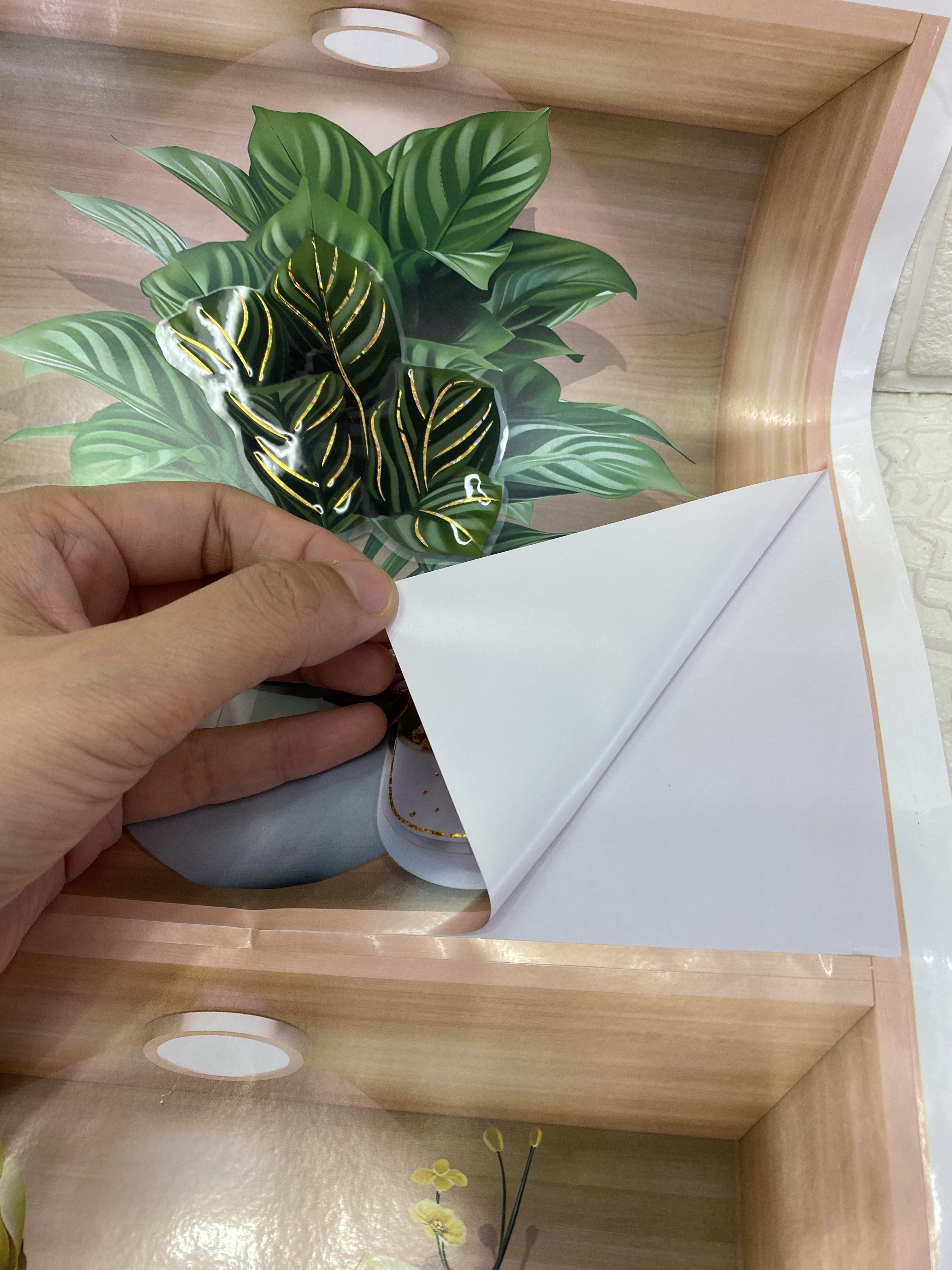 Self-adhesive three-dimensional handcrafted layer wall stickers series of artificial plant potted plants for living room decoration, photo frames and vases Item Picture