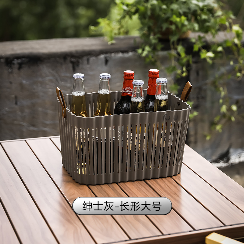 S41-9184 Light luxury hand-carried basket, ins style outdoor camping picnic fruit basket, fruit plate, snack and dried fruit storage basket Specification image