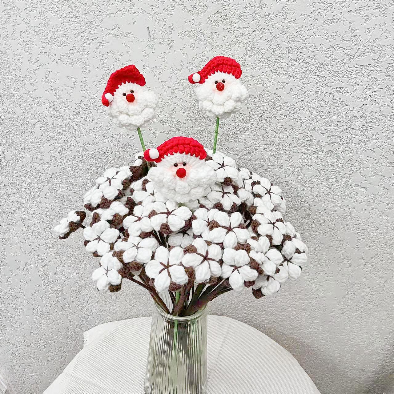 Finished products, cross-border bestsellers, cotton bouquets woven with wool, Santa Claus bouquets, creative wool crochet gifts wholesale