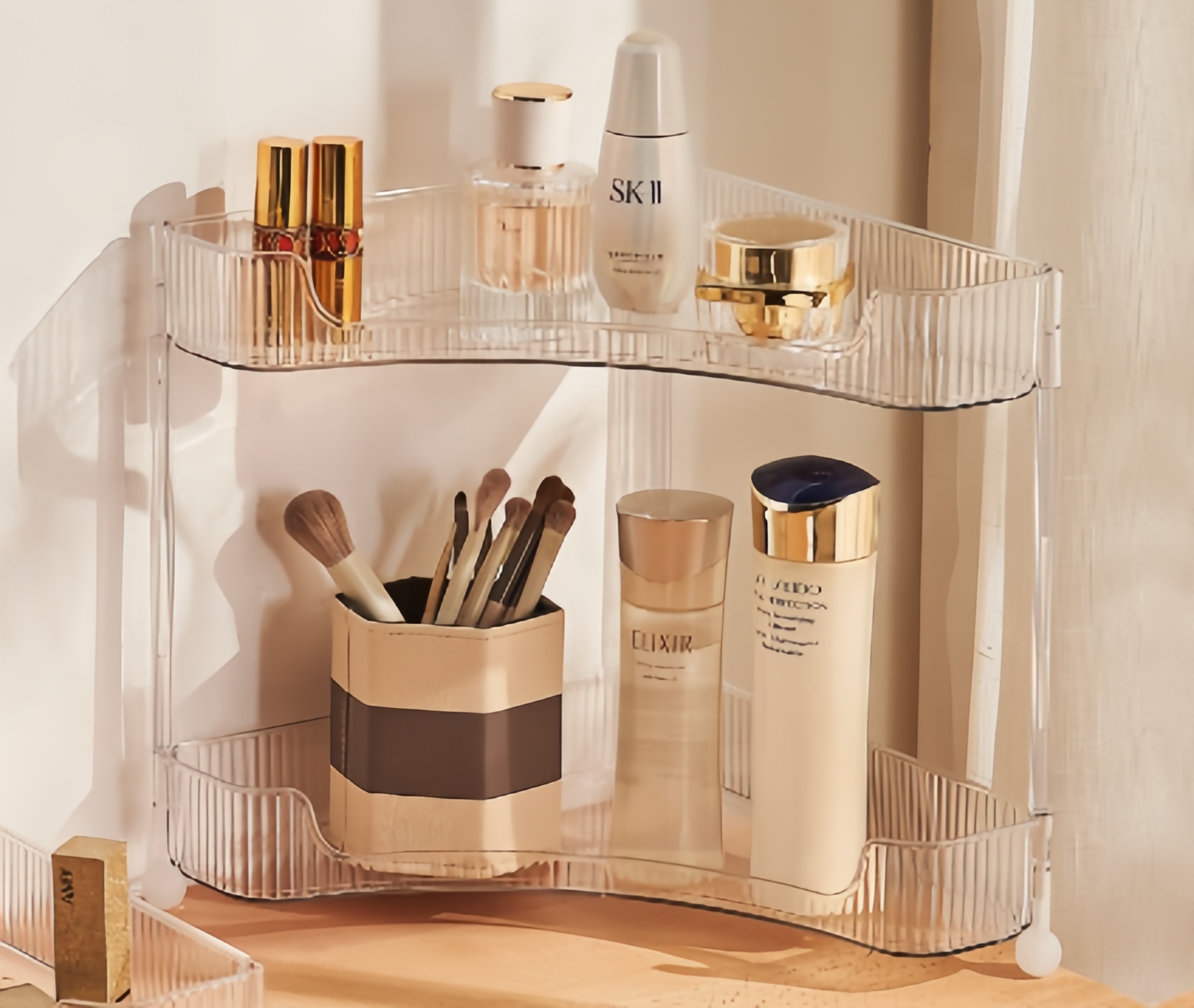 Light luxury dressing table, skin care and cosmetics storage rack, bathroom jewelry, desktop storage box rack, storage box Item Picture