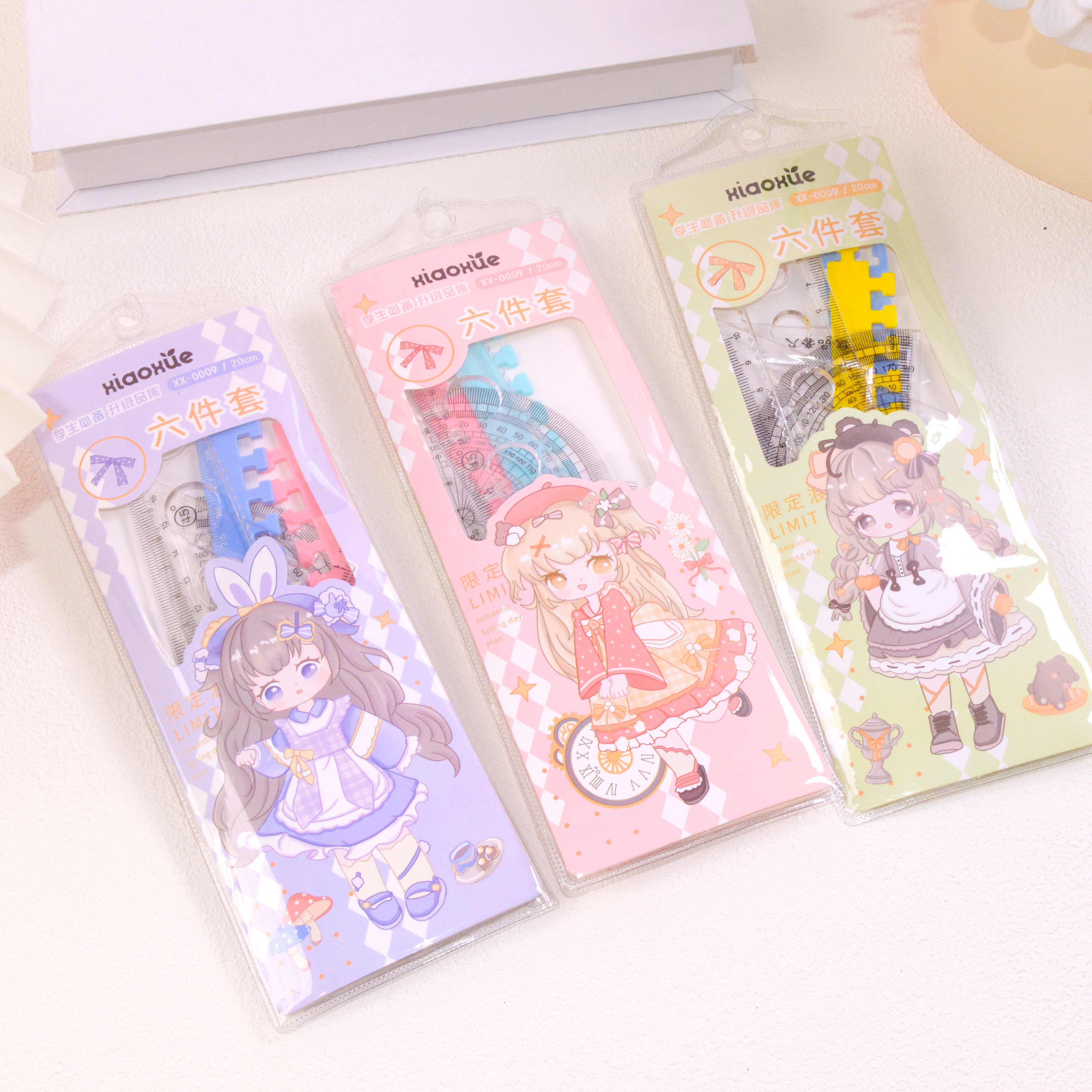 Student supplies stationery 6-piece set, complete set of cartoon style stationery for junior high school, primary school and senior high school students, essential stationery for office and study, stationery set, student supplies, student supplies details Picture