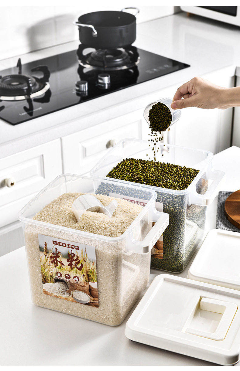 Z62-8802 flour storage tank, sealed insect-proof and moisture-proof storage box, household container for rice, square rice bucket detail image 9