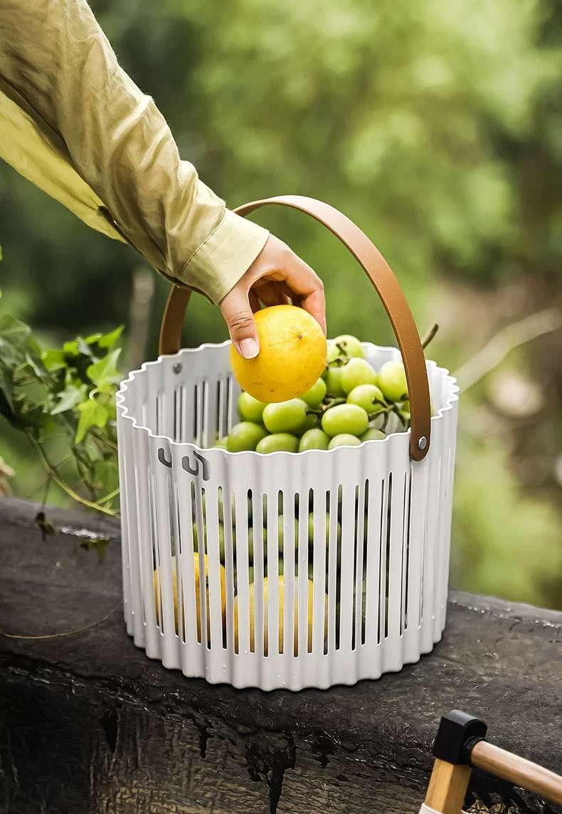 S41-9184 Light luxury hand-carried basket, ins style outdoor camping picnic fruit basket, fruit plate, snack and dried fruit storage basket detail image 4