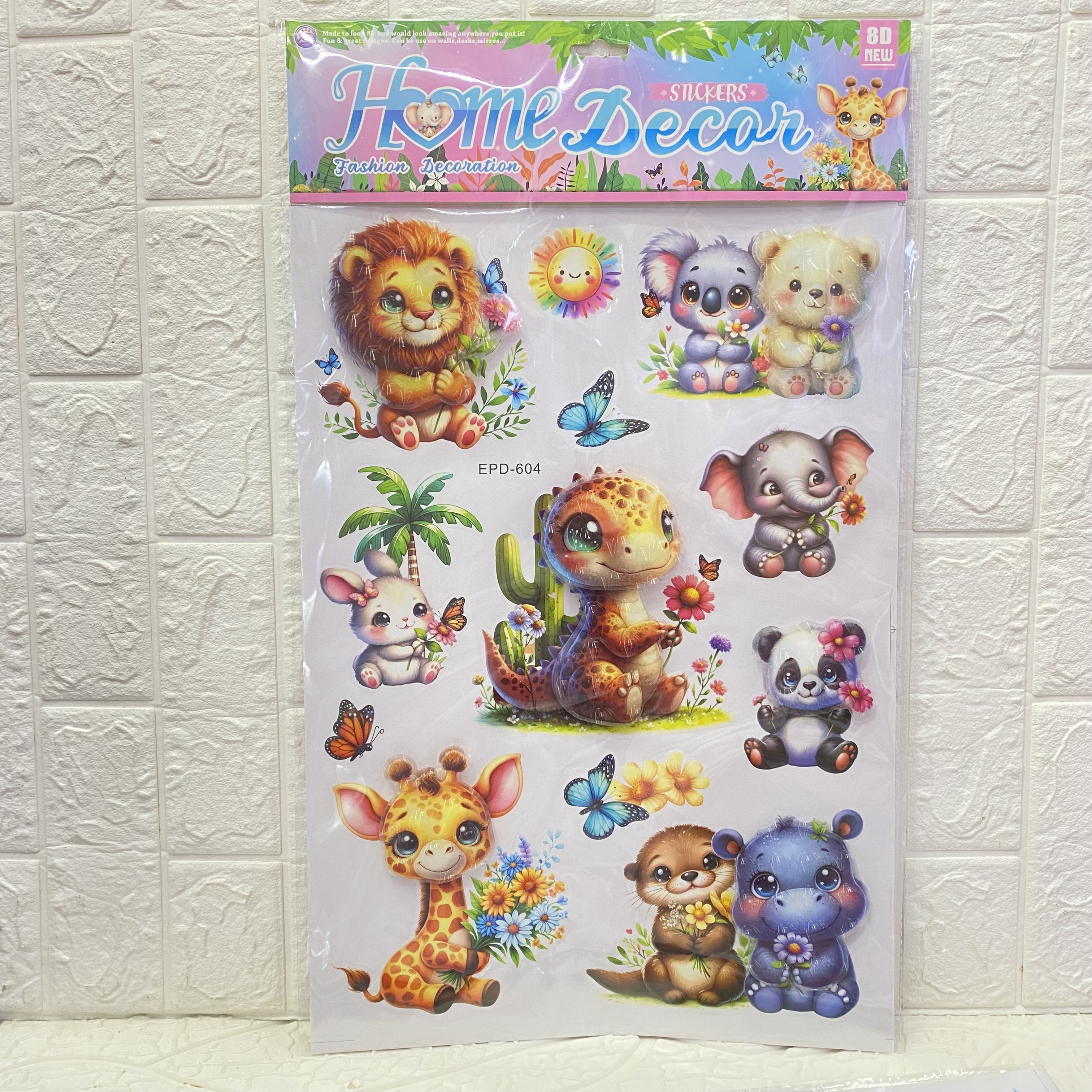 8D cartoon three-dimensional multi-layer wall stickers, PVC decorative stickers, animal decorative stickers for home rooms