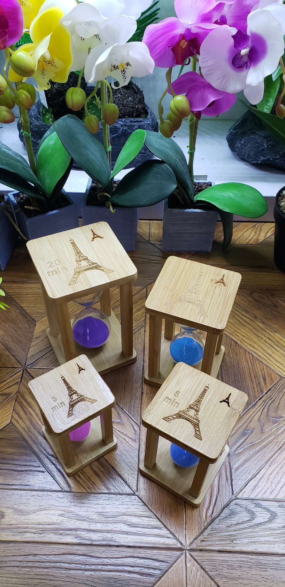 创意设计时尚工艺品：四方造型竹制 20分钟计时沙漏计时器 可以定制时间 定制各种造型 沙子颜色也可以定制计时玩具白底实物图