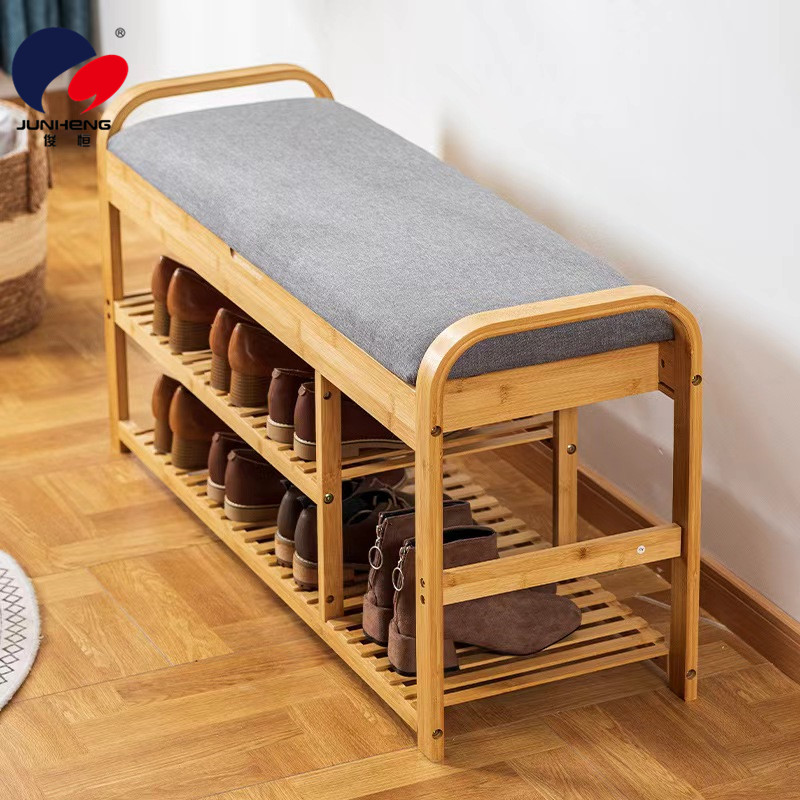 The entrance hall can be a seated shoe rack and stool integrated at the door. It is a Nordic shoe-changing stool, a shoe cabinet, a sitting stool and a shoe-wearing stool for household use details Picture