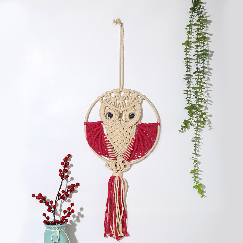 Ins Bohemian Hand-Woven Decorative Tapestry Woven Owl Background Wall Living Room Bed Wall Tapestry Wholesale Application Scenario