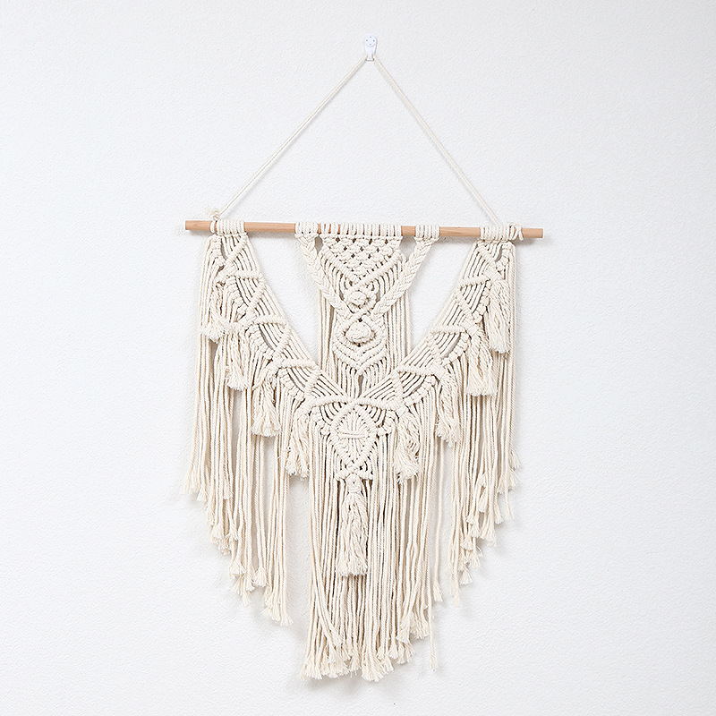 Manufacturers Direct To Bohemian Hand-Woven Tapestry Cotton Woven Background Wall Living Room Triangle Fringe Tapestry details Picture