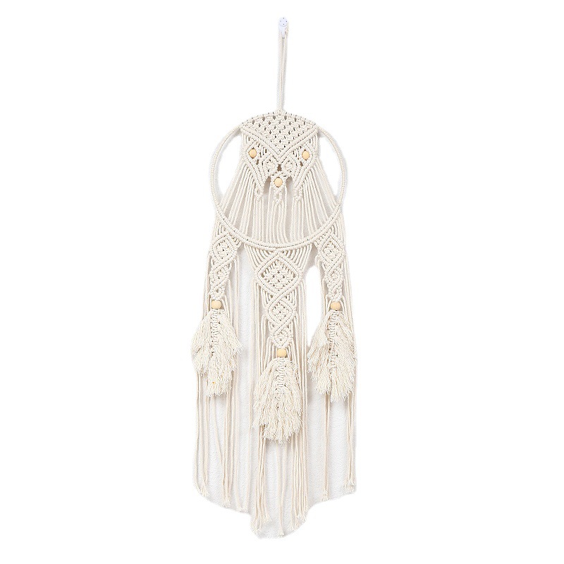 Cross-Border New Hand-Woven Cotton Leaf Tapestry Feather Dreamcatcher Home Decoration Homestays Wall Blanket Wholesale Specification drawing