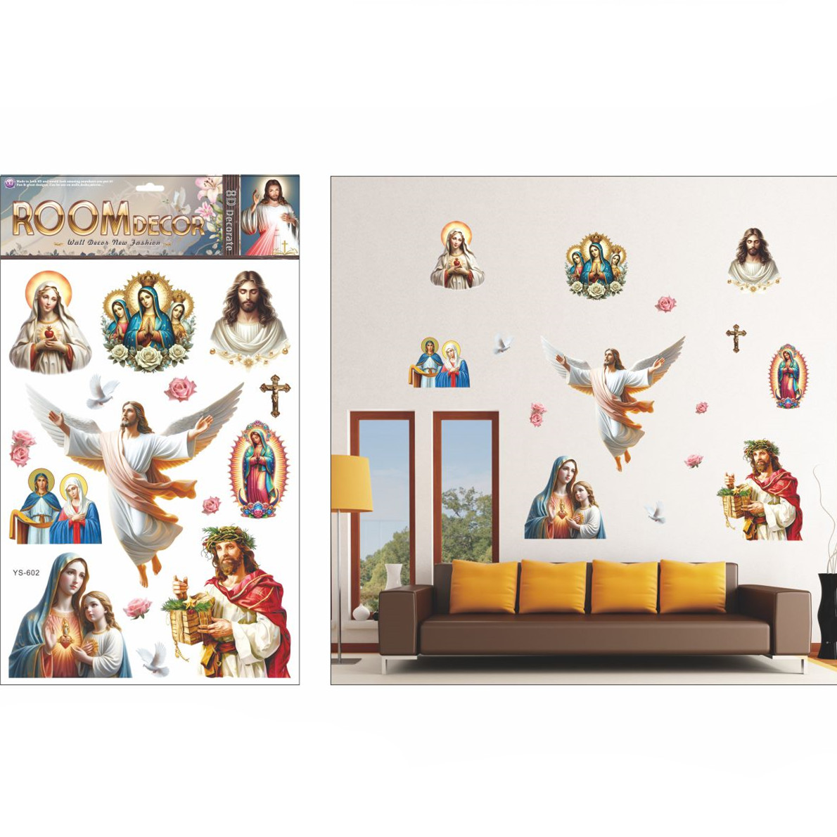 3D教堂装饰贴纸教堂场景布置贴耶稣画墙纸墙贴自粘墙纸详情1