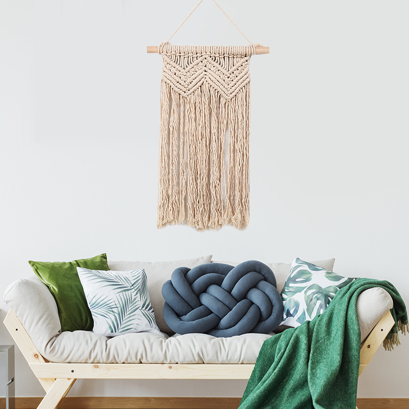 Cross-Border Simple Style Hand-Woven Tapestry Woven Double V Pattern Decorative Background Wall Living Room Bed Wall Blanket Wholesale details Picture